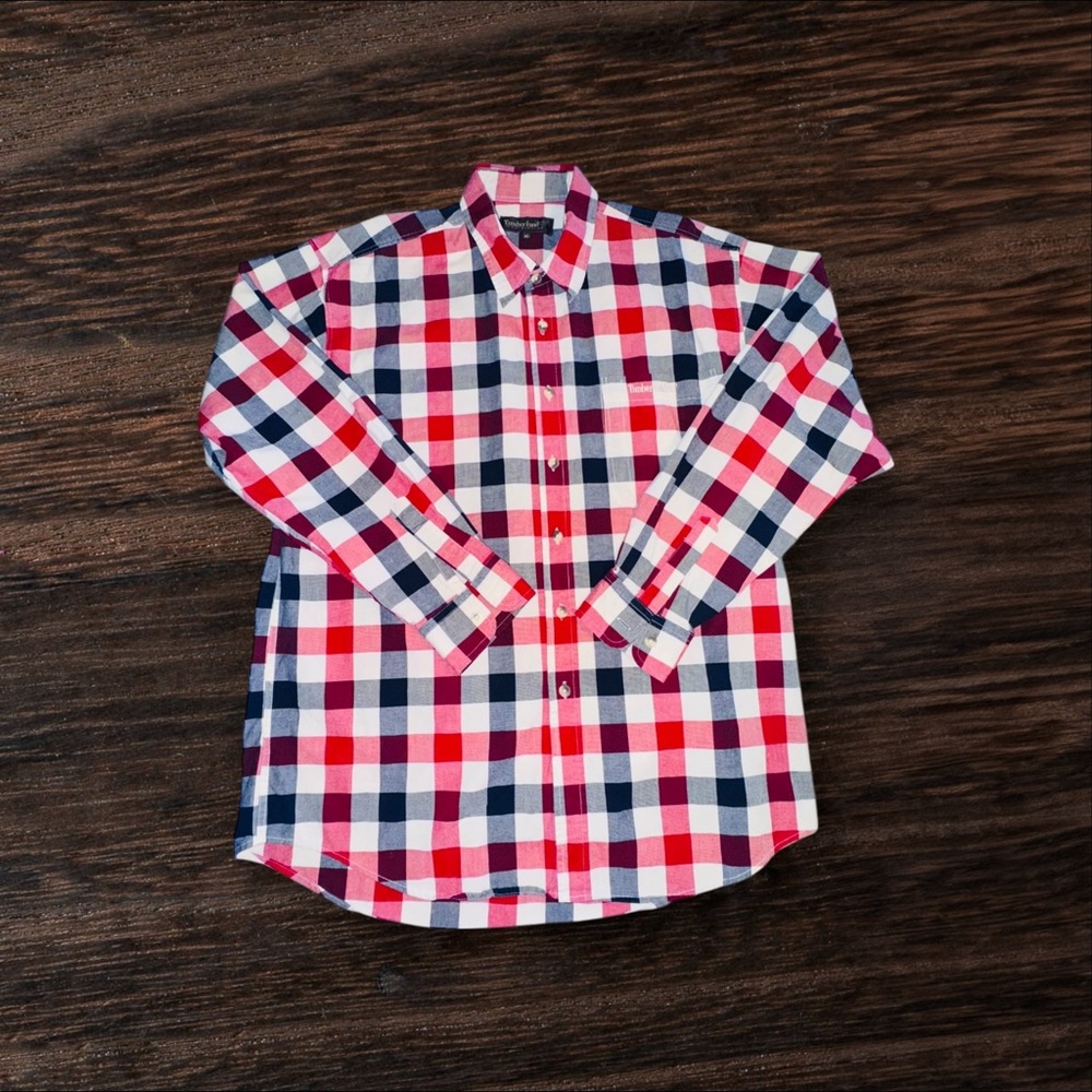 Men’s Timberland Regular Fit Button Down 100% Cotton Plaid Size Xl EUC